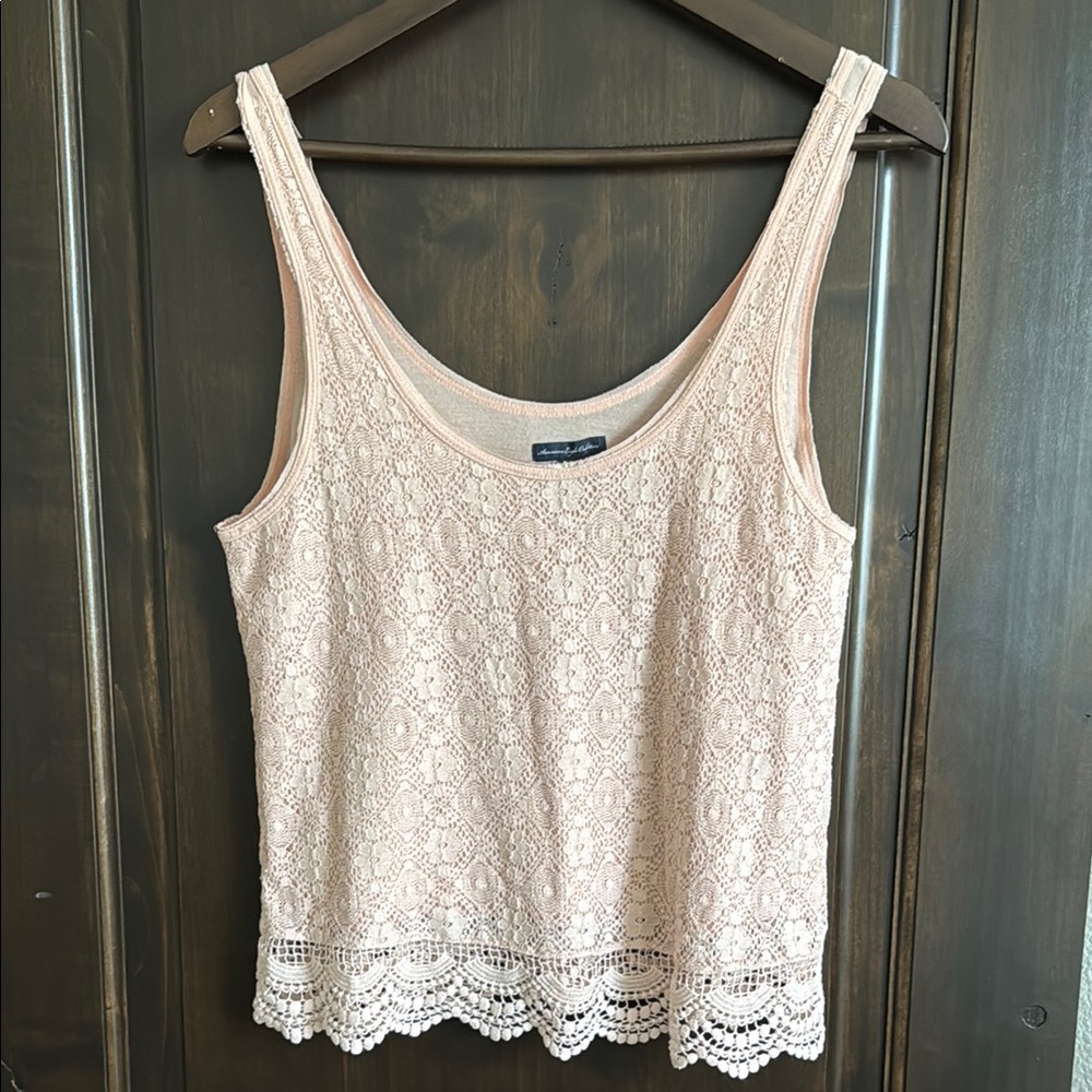 Lace Tank Top in Light Pink